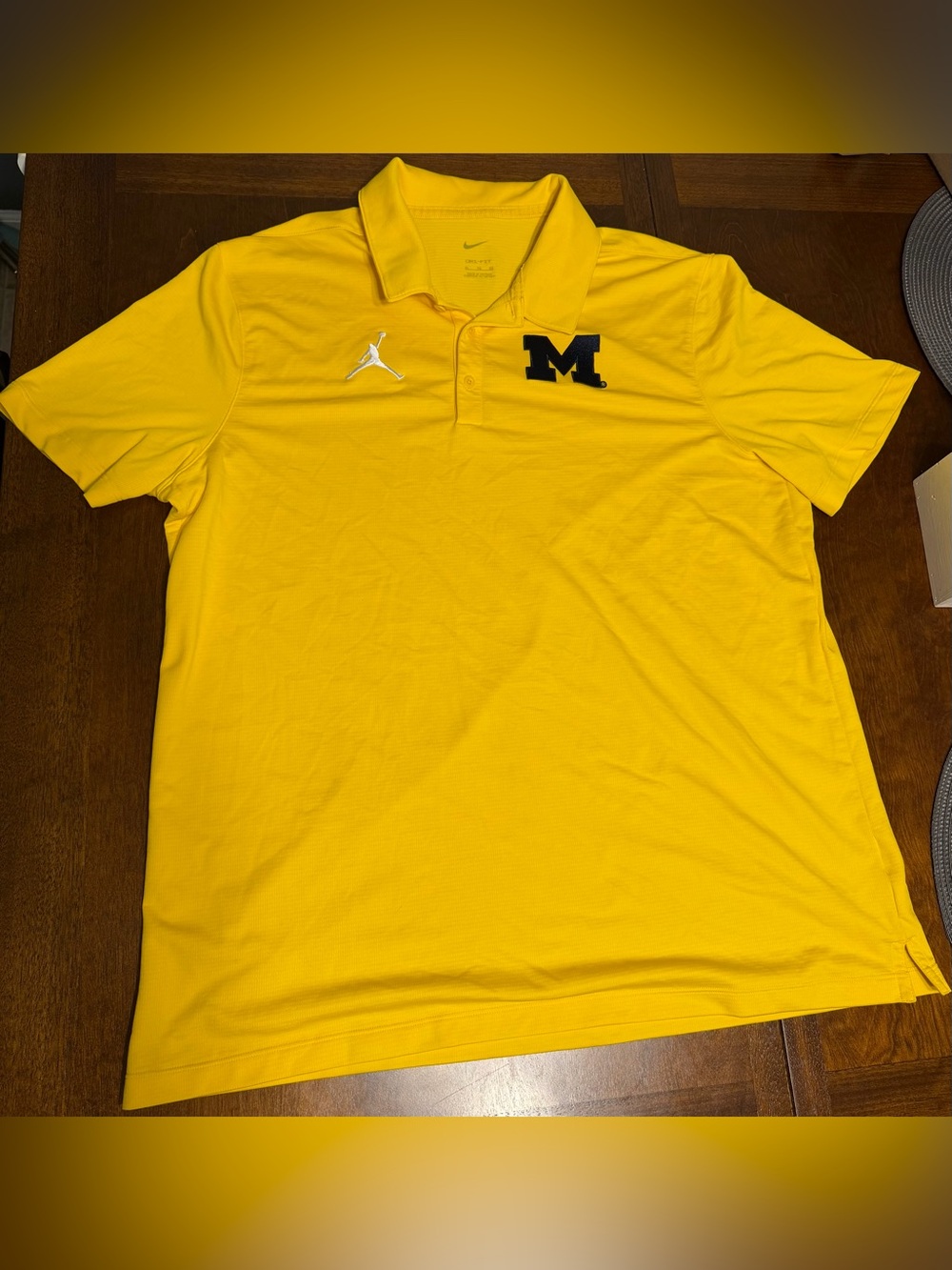 Nike Men’s Yellow Polo with Embroidered Jumpman and Block M